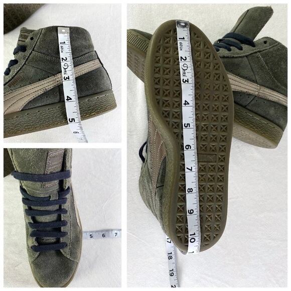 Puma Burnt Olive Green Suede Mid Metallic High Top Shoes | Mens 8 - Picture 4 of 9